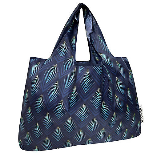 Wrapables Large Nylon Reusable Shopping Bag, Blue Echo