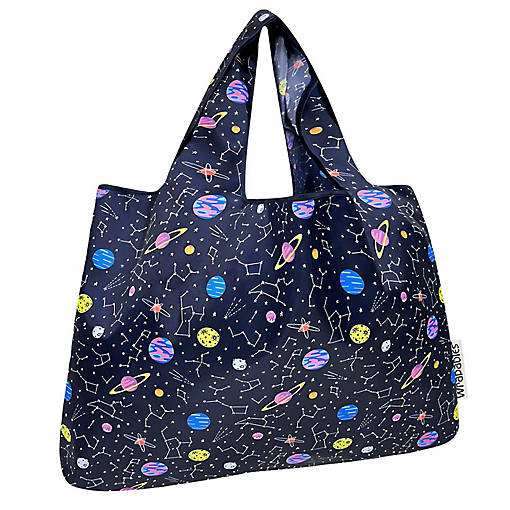 Wrapables Large Nylon Reusable Shopping Bag, Outer Space