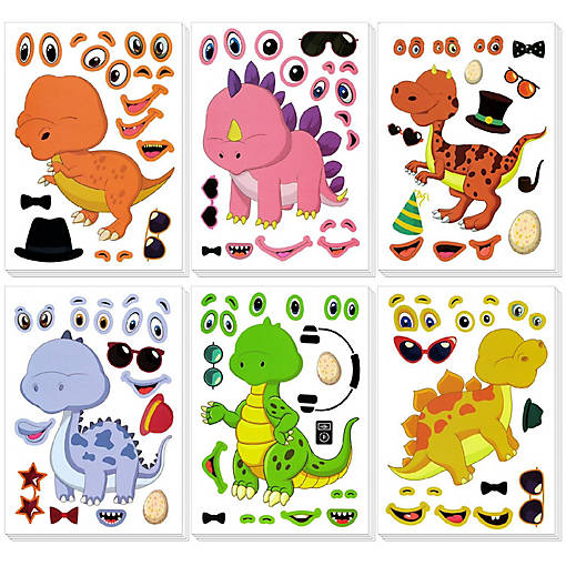 Wrapables Make Your Own Sticker Sheets, Make a Face 24 Sheets Dinosaurs