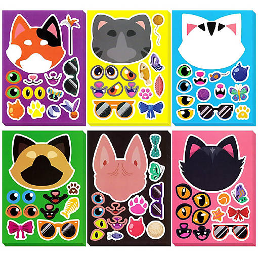 Wrapables Make Your Own Sticker Sheets, Make a Face Cats 24 Sheets