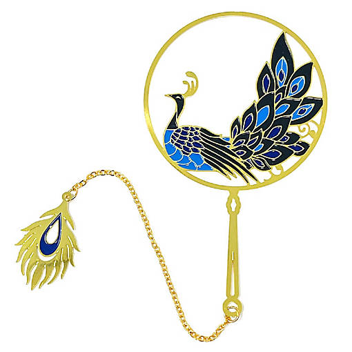 Wrapables Metallic Peacock Bookmark with Pendant