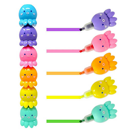 Wrapables Mini Stackable Highlighters, Cute Multi-color Markers, Octopus