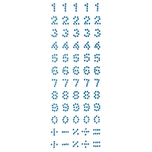 Wrapables Numbers Adhesive Rhinestones, Blue