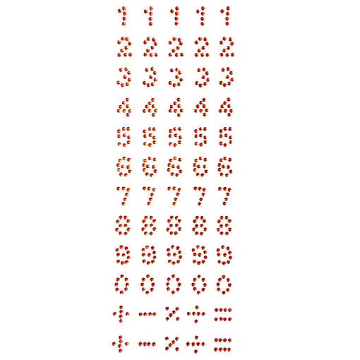 Wrapables Numbers Adhesive Rhinestones, Red