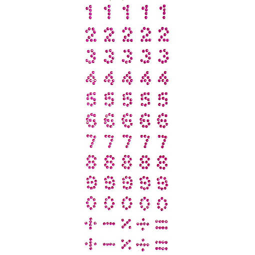 Wrapables Numbers Adhesive Rhinestones, Rose Red
