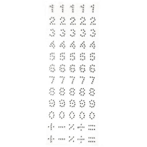 Wrapables Numbers Adhesive Rhinestones, Silver