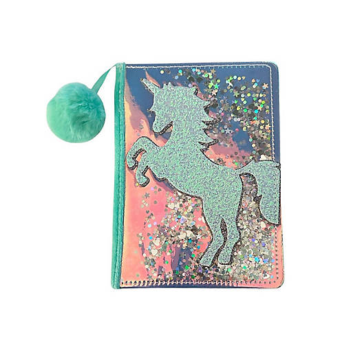Wrapables Plush Journal, A5 Lined Notebook Diary, Sparkling Unicorn