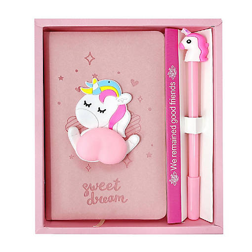 Wrapables Unicorn Butt Cute Notebook Gel Pen Set, Diary Journal Gift Set,