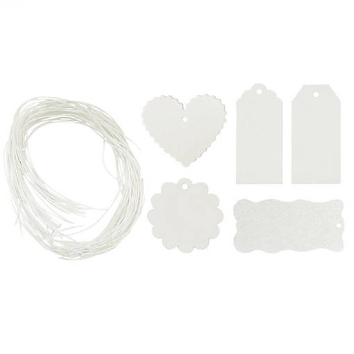 Wrapables White Gift Tags/Kraft Hang Tags with Free Cut String, (100pcs)