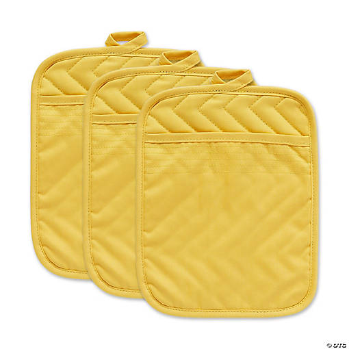 Yellow Quilted Potholder Set/3