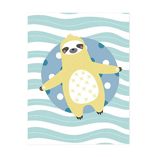 Yellow Sloth Float Nursery Art 8.5x11in