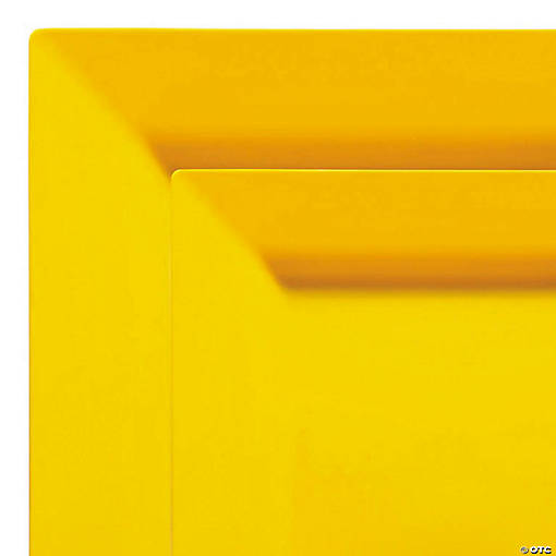 Yellow Square Plastic Dinnerware Value Set - 20 Dinner Plates + 20 Salad Plates