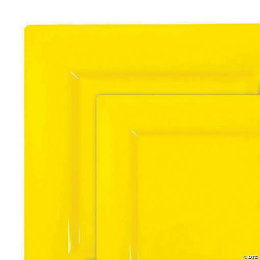 Yellow Square Plastic Dinnerware Value Set (40 Dinner Plates + 40 Salad Plates)