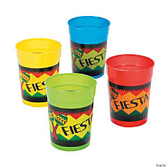 10 oz. Bright Fiesta Patterned Maracas Reusable BPA-Free Plastic Cups - 12 Ct.