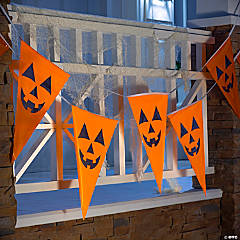 100 Ft. Halloween Black & Orange Jack-O’-Lantern Plastic Pennant Banner