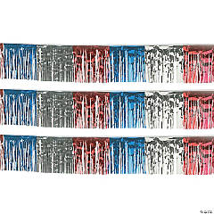 100 Ft. Patriotic Red, Blue & Silver Fringe Foil Banner Decoration
