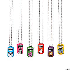 100th Day of School Dog Tag Necklaces - 12 Pc.