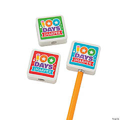 100th Day of School Eraser Pencil Toppers - 24 Pc.