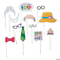 100th Day of School Photo Stick Props - 12 Pc.