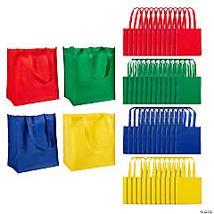 11 3/4” x 14 1/4” Bulk 50 Pc. Large Primary Color Nonwoven Shopping Tote Bags