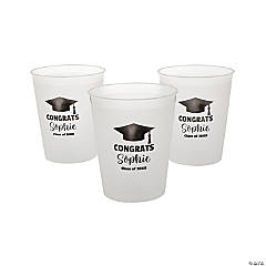 12 oz. Bulk 50 Ct. Personalized Graduation Frosted Reusable Plastic Cups