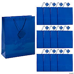 Set of 1- (12 Pieces) Small Royal Blue Kraft Paper Gift Bags, 3-ct. Packs Mini  Gift Bags W Handles Grocery Wedding Bags Retail Party Favors Bulk 