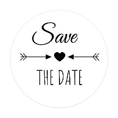 120PC Save The Date Black Heart/Arrow