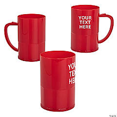 14 oz. Bulk 48 Ct. Personalized Red Reusable Plastic Beer Mugs