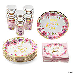 144 Pc. Mother’s Day Floral Party Tableware Kit for 48 Guests
