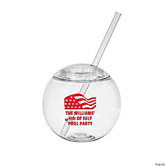 15 oz. Personalized Clear Patriotic Party Round Reusable Plastic Cups with Lids & Straws - 50 Ct.