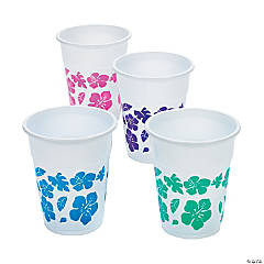 16 oz. Bulk 50 Ct. Hibiscus Tropical Colors Disposable Plastic Cups