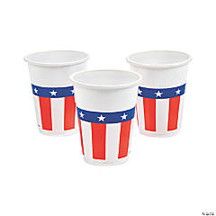 16 oz. Bulk 50 Ct. Patriotic American Flag Disposable Plastic Cups
