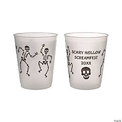 16 oz. Bulk 50 Ct. Personalized Dancing Skeletons Frosted Double-Sided Reusable Plastic Cups