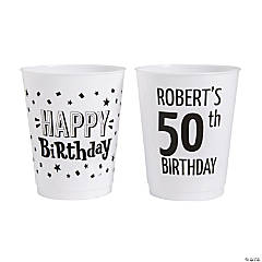 16 oz. Bulk 50 Ct. Personalized Double-Sided Birthday Reusable Plastic Cups