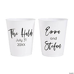 16 oz. Bulk 50 Ct. Personalized Double-Sided Script Name White Reusable Plastic Cups