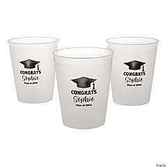 16 oz. Bulk 50 Ct. Personalized Graduation Frosted Reusable Plastic Cups