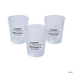 16 oz. Bulk 50 Ct. Personalized Happy Birthday Frosted Reusable Plastic Cups