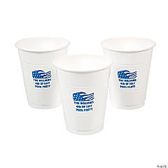 Bulk 50 Ct. Clear Patriotic Plastic Cups with Lids & Straws