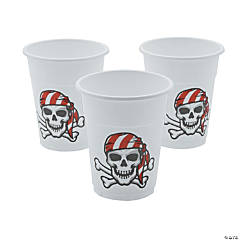 16 oz. Bulk 50 Ct. Pirate Bandana Skull & Crossbones Disposable Plastic Cups