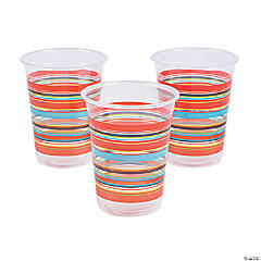 16 oz. Bulk 50 Ct. Viva Fiesta Serape Stripe Pattern Disposable Plastic Cups
