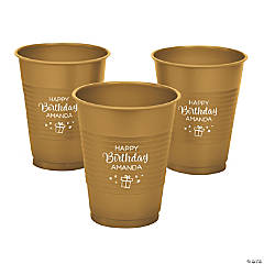 Football Party Hard Plastic Reusable 18 OZ. Party Cup, Brown White