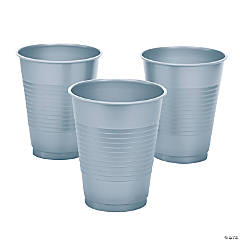 16 oz. Metallic Silver Disposable Plastic Cups - 20 Ct.