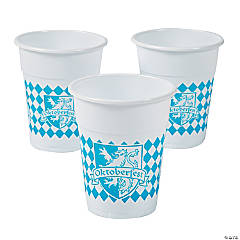 16 oz. Oktoberfest Coat of Arms Checkered Disposable Plastic Cups - 20 Ct.