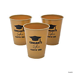 16 oz. Personalized Gold Graduation Disposable Plastic Cups - 40 Ct.
