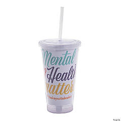 16 oz. Personalized Mental Health Matters Reusable Plastic Tumbler with Lid & Straw