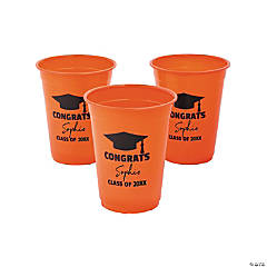 16 oz. Personalized Orange Graduation Disposable Plastic Cups - 40 Ct.