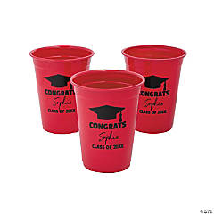 16 oz. Personalized Congrats Grad Reusable Plastic Tumbler Lid with Straw