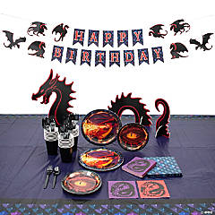 192 Pc. Dragon Party Disposable Tableware Kit for 24 Guests