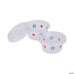 2 oz. Bulk 100 Ct. Small Patriotic Disposable Plastic Gelatin Shot Cups with Lids