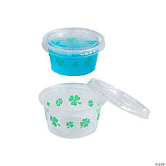 2 oz. Bulk 100 Ct. Small St. Patrick’s Day Disposable Plastic Gelatin Shot Cups with Lids